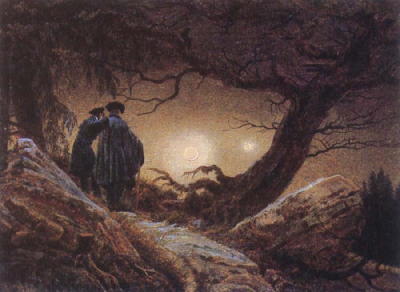 Caspar David Friedrich Two Men Looking at the Moon oil painting image